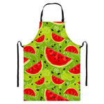 Yummy Watermelon Pieces Pattern Print Bib Apron With Pocket