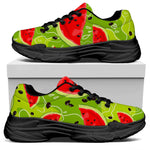 Yummy Watermelon Pieces Pattern Print Black Chunky Shoes