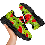 Yummy Watermelon Pieces Pattern Print Black Chunky Shoes
