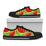 Yummy Watermelon Pieces Pattern Print Black Low Top Sneakers