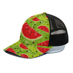 Yummy Watermelon Pieces Pattern Print Black Mesh Trucker Cap