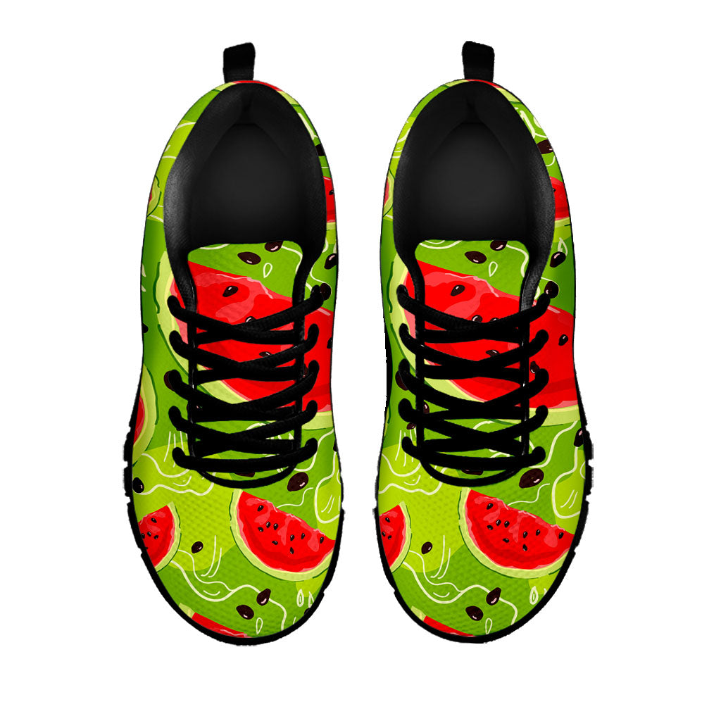 Yummy Watermelon Pieces Pattern Print Black Running Shoes