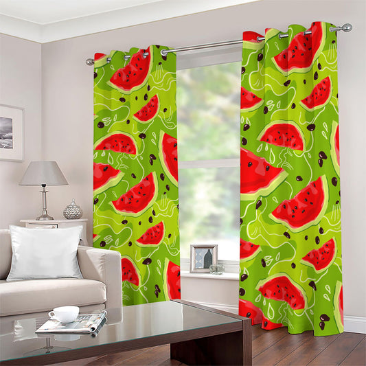 Yummy Watermelon Pieces Pattern Print Blackout Grommet Curtains