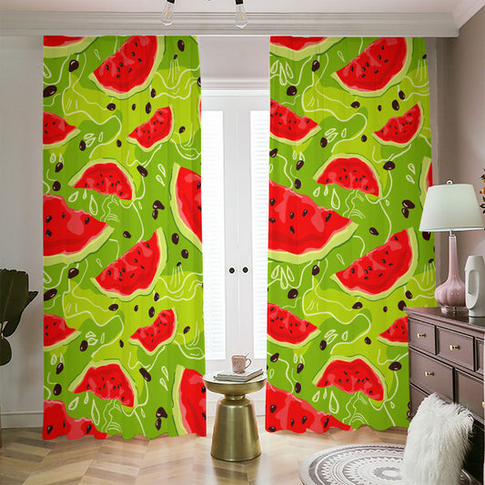 Yummy Watermelon Pieces Pattern Print Blackout Pencil Pleat Curtains