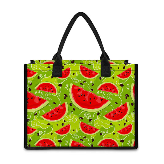 Yummy Watermelon Pieces Pattern Print Canvas Tote Bag