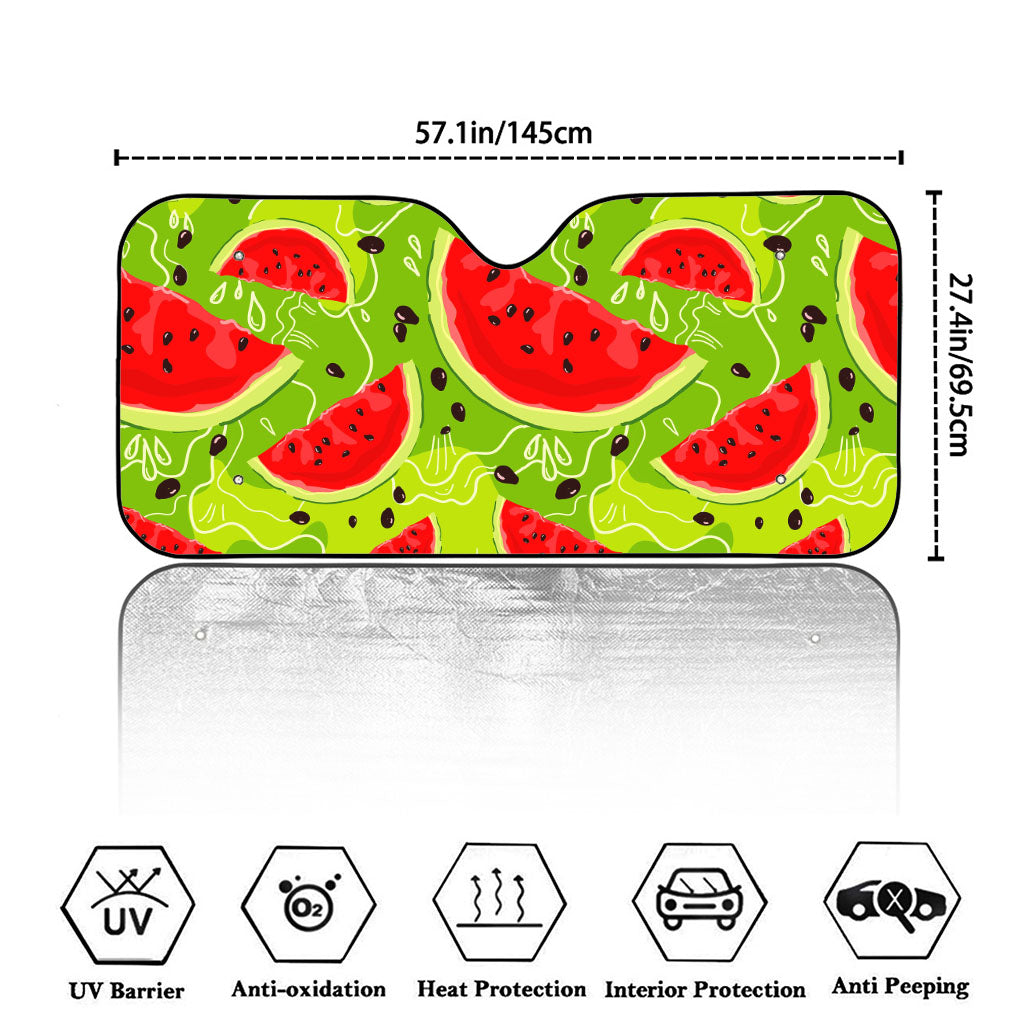 Yummy Watermelon Pieces Pattern Print Car Windshield Sun Shade