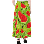 Yummy Watermelon Pieces Pattern Print Chiffon Maxi Skirt