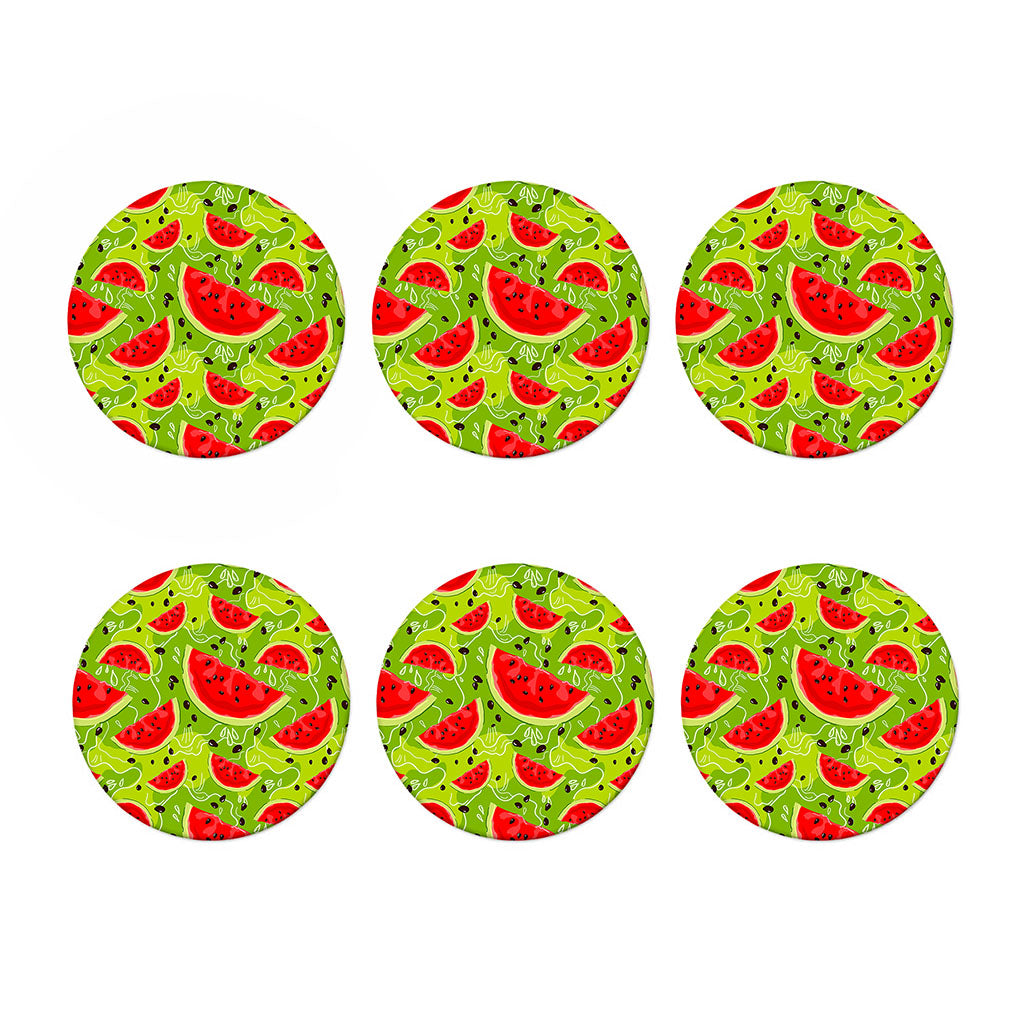Yummy Watermelon Pieces Pattern Print Coaster Set