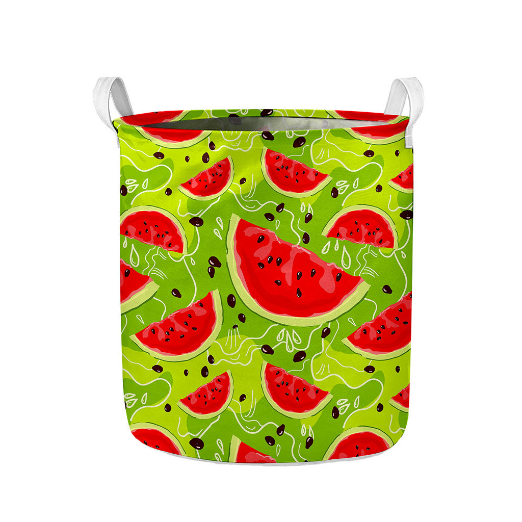 Yummy Watermelon Pieces Pattern Print Collapsible Laundry Basket