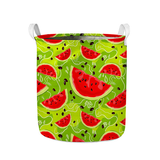 Yummy Watermelon Pieces Pattern Print Collapsible Laundry Basket