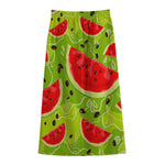 Yummy Watermelon Pieces Pattern Print Cotton Front Slit Maxi Skirt