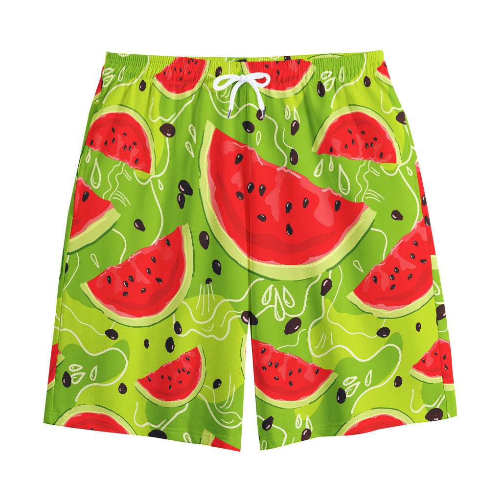 Yummy Watermelon Pieces Pattern Print Cotton Shorts