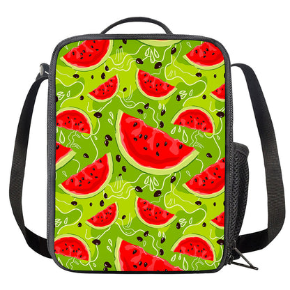 Yummy Watermelon Pieces Pattern Print Crossbody Lunch Bag