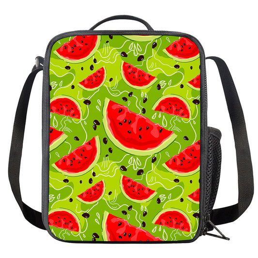 Yummy Watermelon Pieces Pattern Print Crossbody Lunch Bag