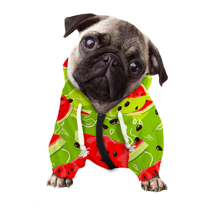Yummy Watermelon Pieces Pattern Print Dog Zip Up Hoodie