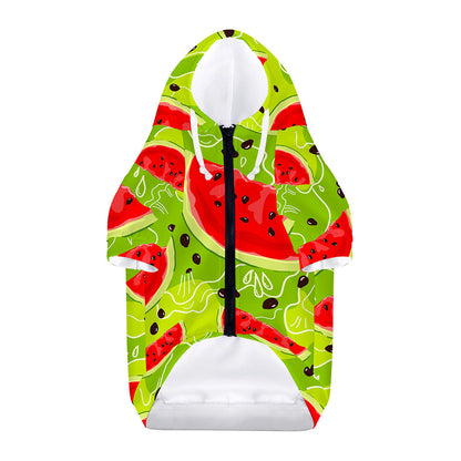 Yummy Watermelon Pieces Pattern Print Dog Zip Up Hoodie