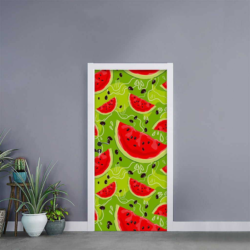 Yummy Watermelon Pieces Pattern Print Door Sticker