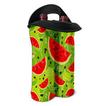 Yummy Watermelon Pieces Pattern Print Double Neoprene Wine Tote