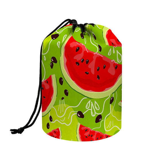 Yummy Watermelon Pieces Pattern Print Drawstring Makeup Bag