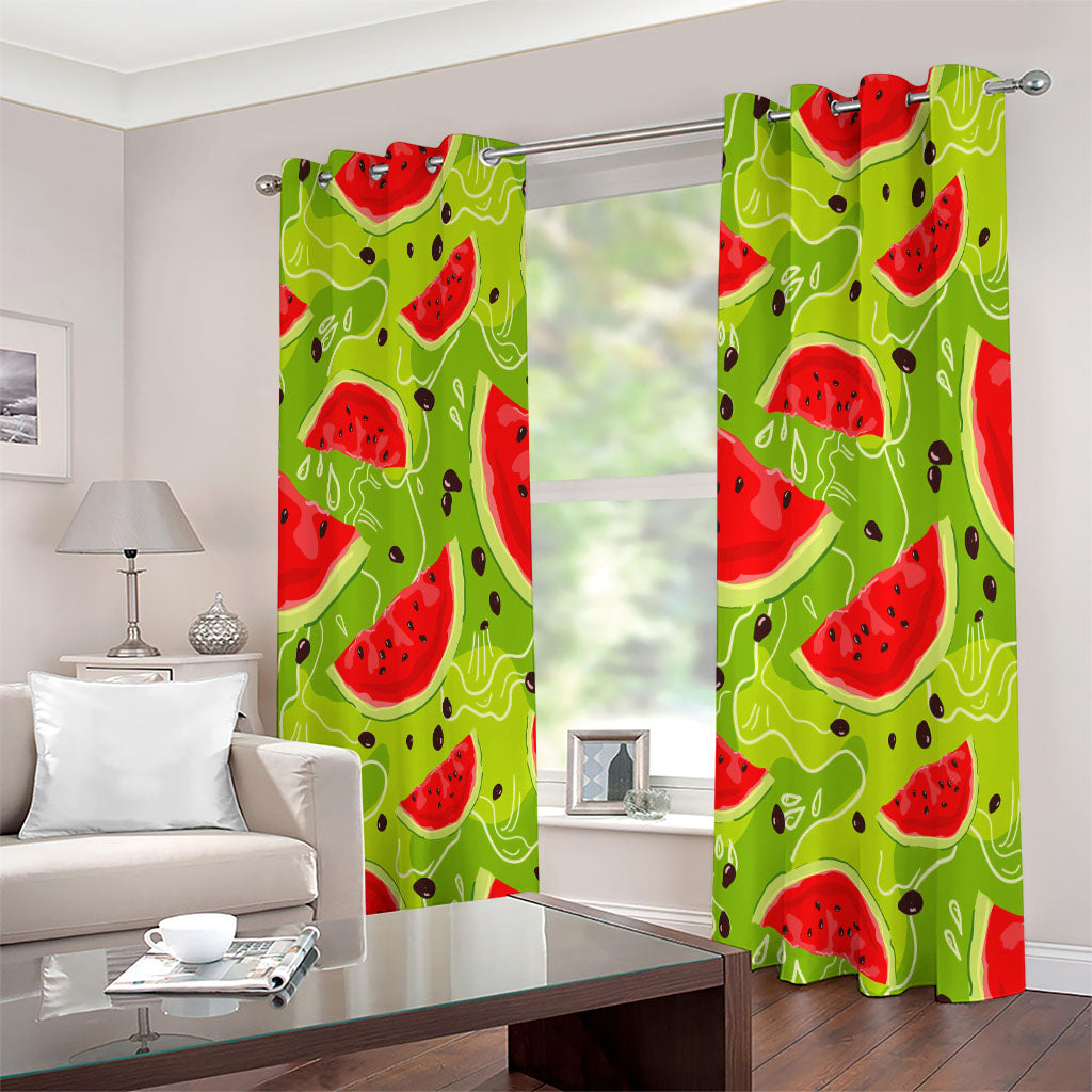 Yummy Watermelon Pieces Pattern Print Extra Wide Grommet Curtains