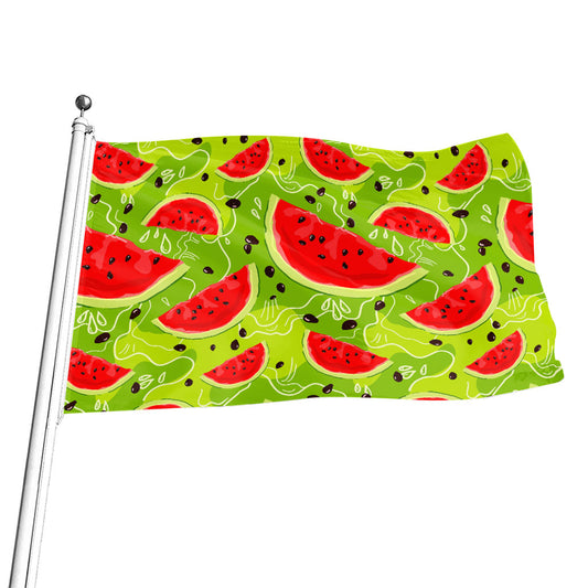 Yummy Watermelon Pieces Pattern Print Flag