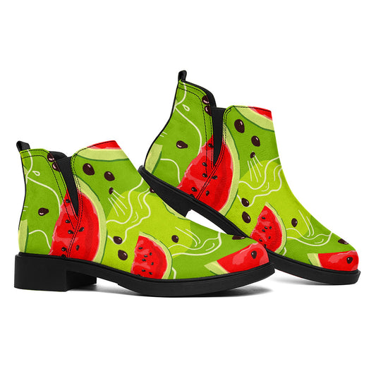 Yummy Watermelon Pieces Pattern Print Flat Ankle Boots