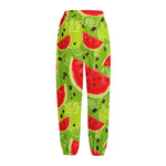 Yummy Watermelon Pieces Pattern Print Fleece Lined Knit Pants