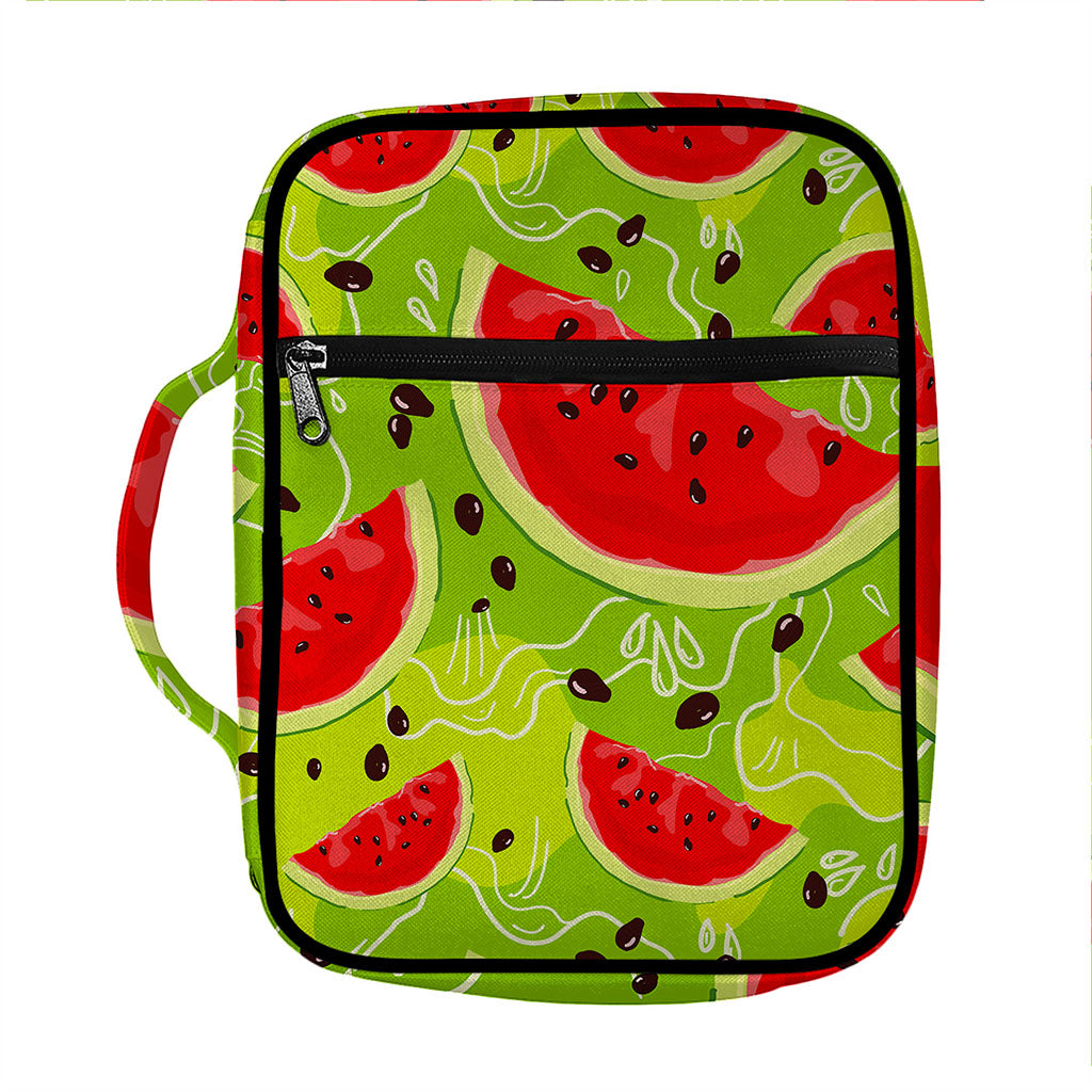 Yummy Watermelon Pieces Pattern Print Front Pocket Bible Bag