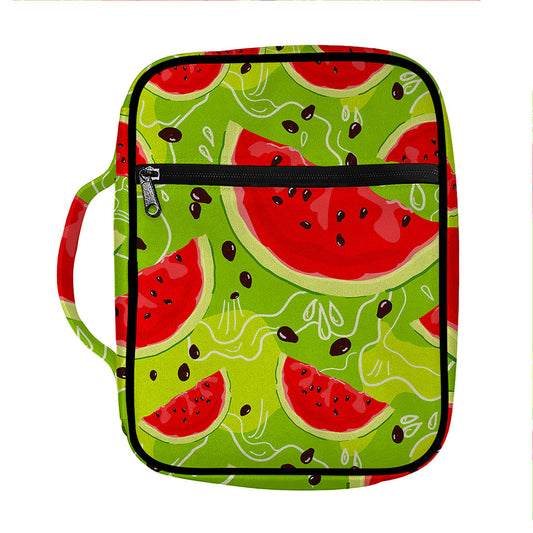 Yummy Watermelon Pieces Pattern Print Front Pocket Bible Bag
