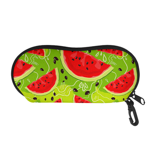 Yummy Watermelon Pieces Pattern Print Glasses Case