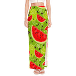 Yummy Watermelon Pieces Pattern Print High Slit Maxi Skirt
