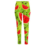 Yummy Watermelon Pieces Pattern Print High-Waisted Pocket Leggings
