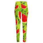 Yummy Watermelon Pieces Pattern Print High-Waisted Pocket Leggings