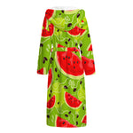 Yummy Watermelon Pieces Pattern Print Hooded Bathrobe