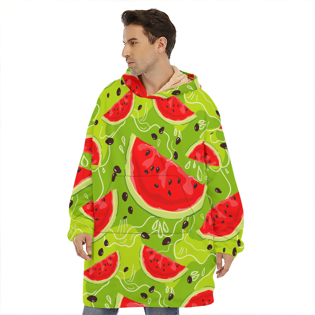 Yummy Watermelon Pieces Pattern Print Hoodie Blanket