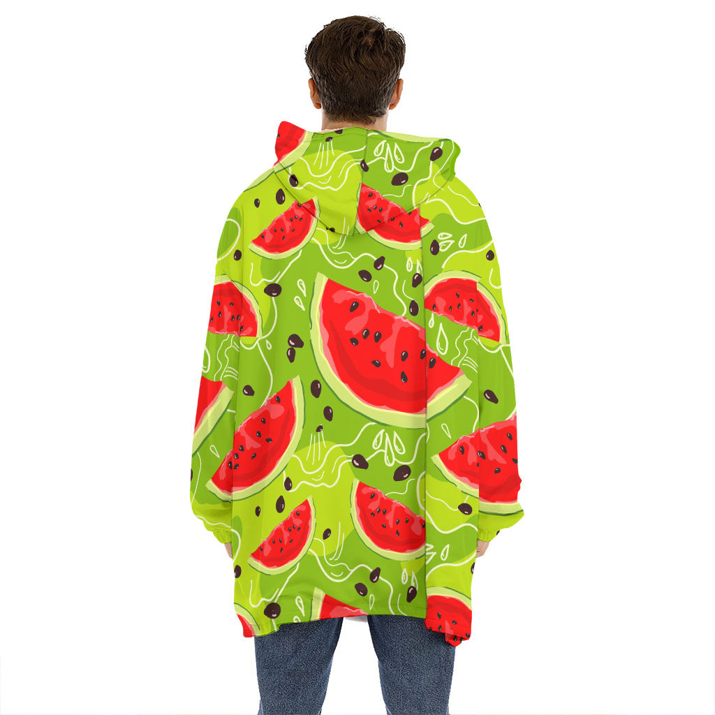 Yummy Watermelon Pieces Pattern Print Hoodie Blanket