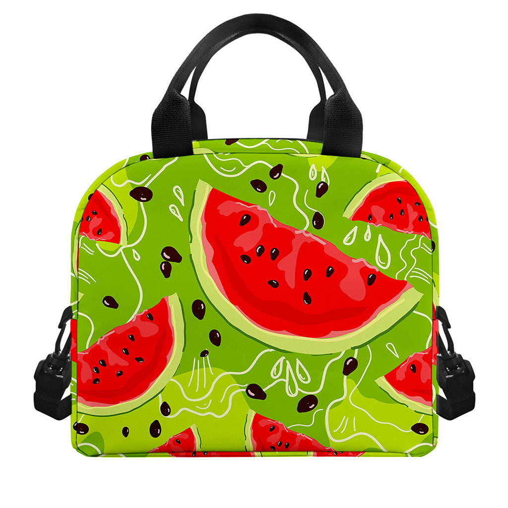 Yummy Watermelon Pieces Pattern Print Insulated Lunch Bag