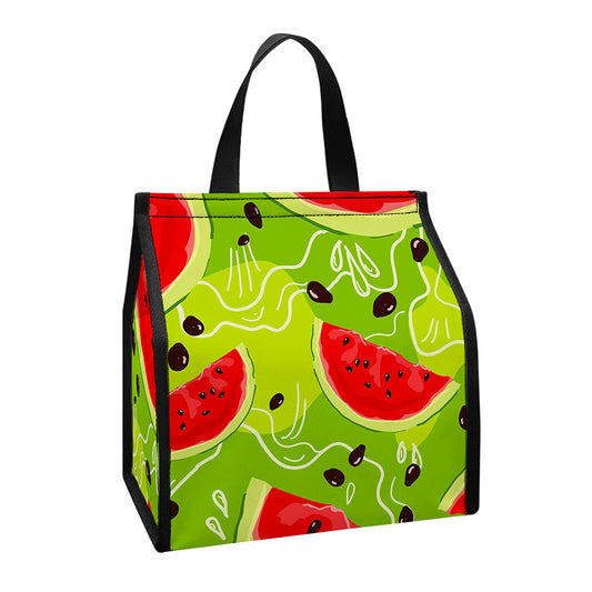 Yummy Watermelon Pieces Pattern Print Insulated Lunch Tote