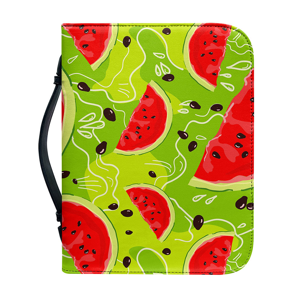 Yummy Watermelon Pieces Pattern Print Leather Bible Cover