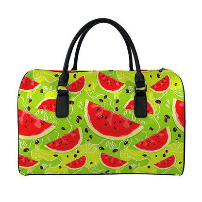 Yummy Watermelon Pieces Pattern Print Leather Duffle Bag