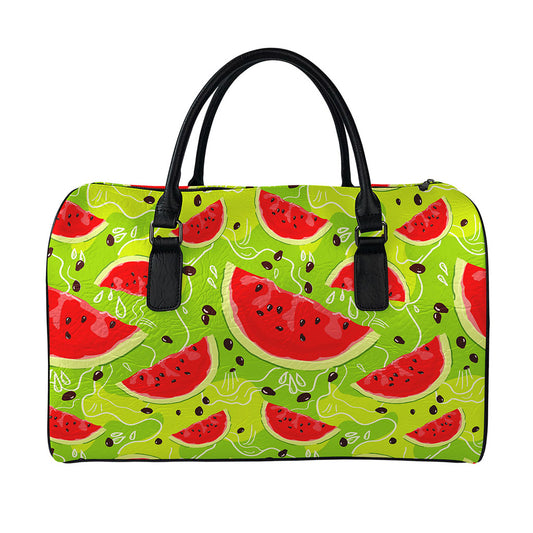 Yummy Watermelon Pieces Pattern Print Leather Duffle Bag