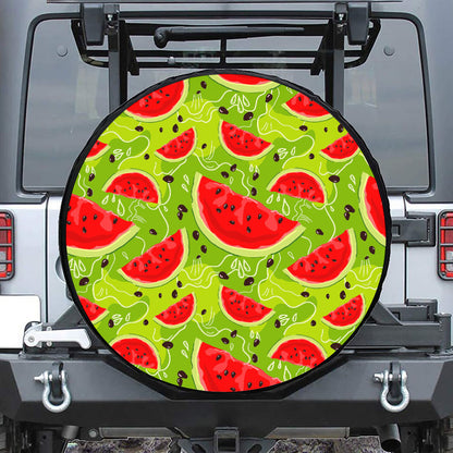Yummy Watermelon Pieces Pattern Print Leather Spare Tire Cover