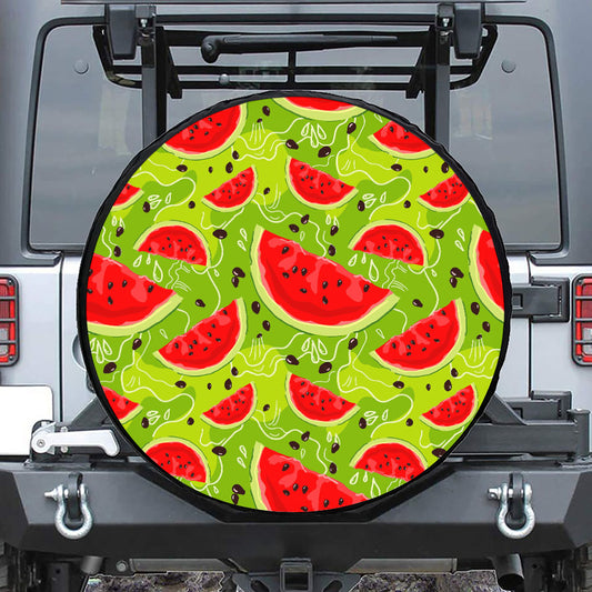 Yummy Watermelon Pieces Pattern Print Leather Spare Tire Cover