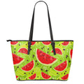 Yummy Watermelon Pieces Pattern Print Leather Tote Bag With Zipper