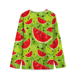 Yummy Watermelon Pieces Pattern Print Long Sleeve Short Coat