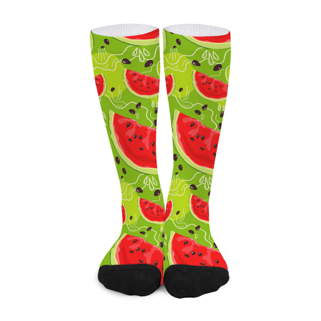 Yummy Watermelon Pieces Pattern Print Long Socks