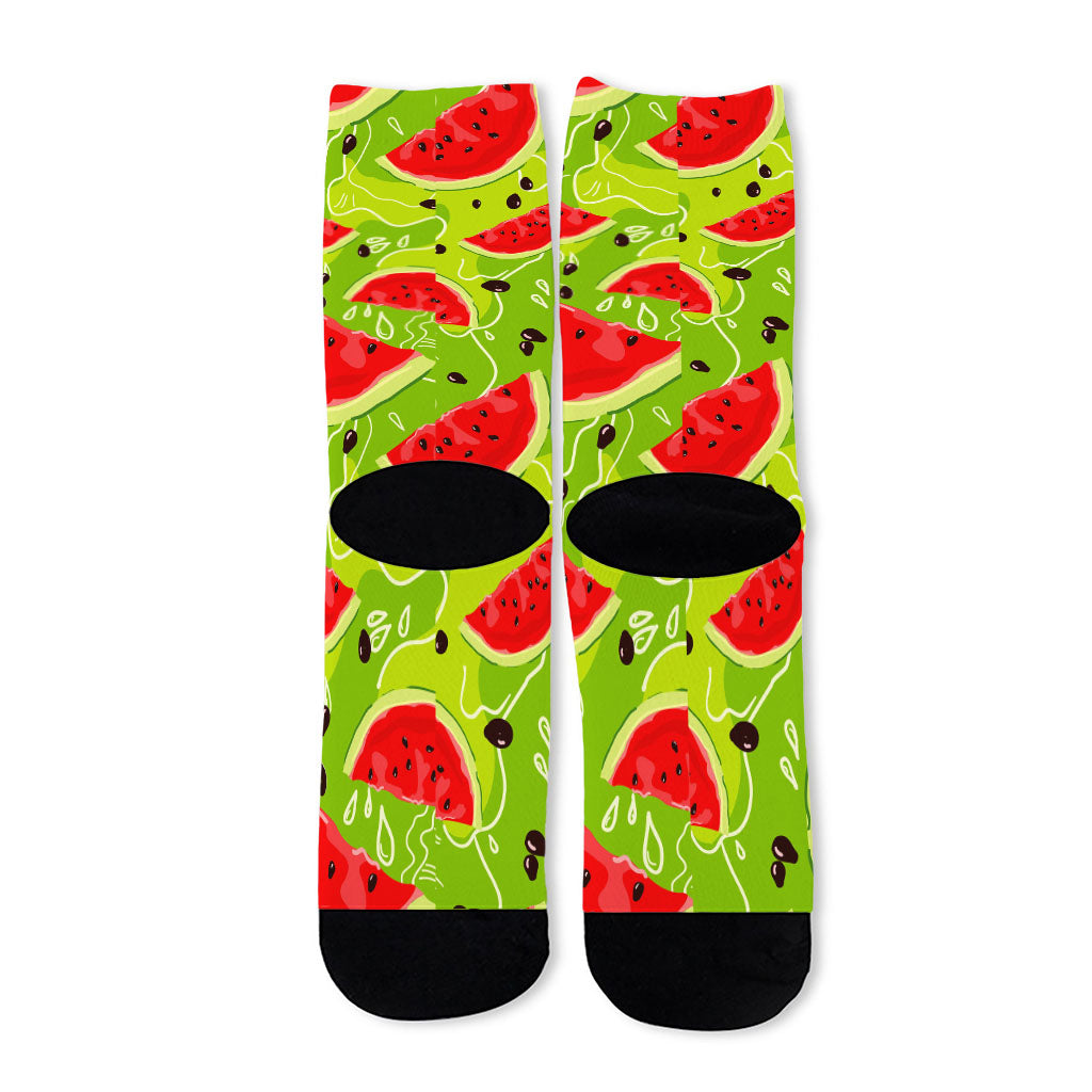 Yummy Watermelon Pieces Pattern Print Long Socks