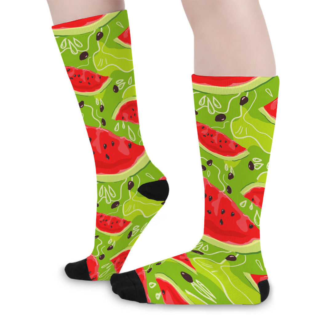 Yummy Watermelon Pieces Pattern Print Long Socks