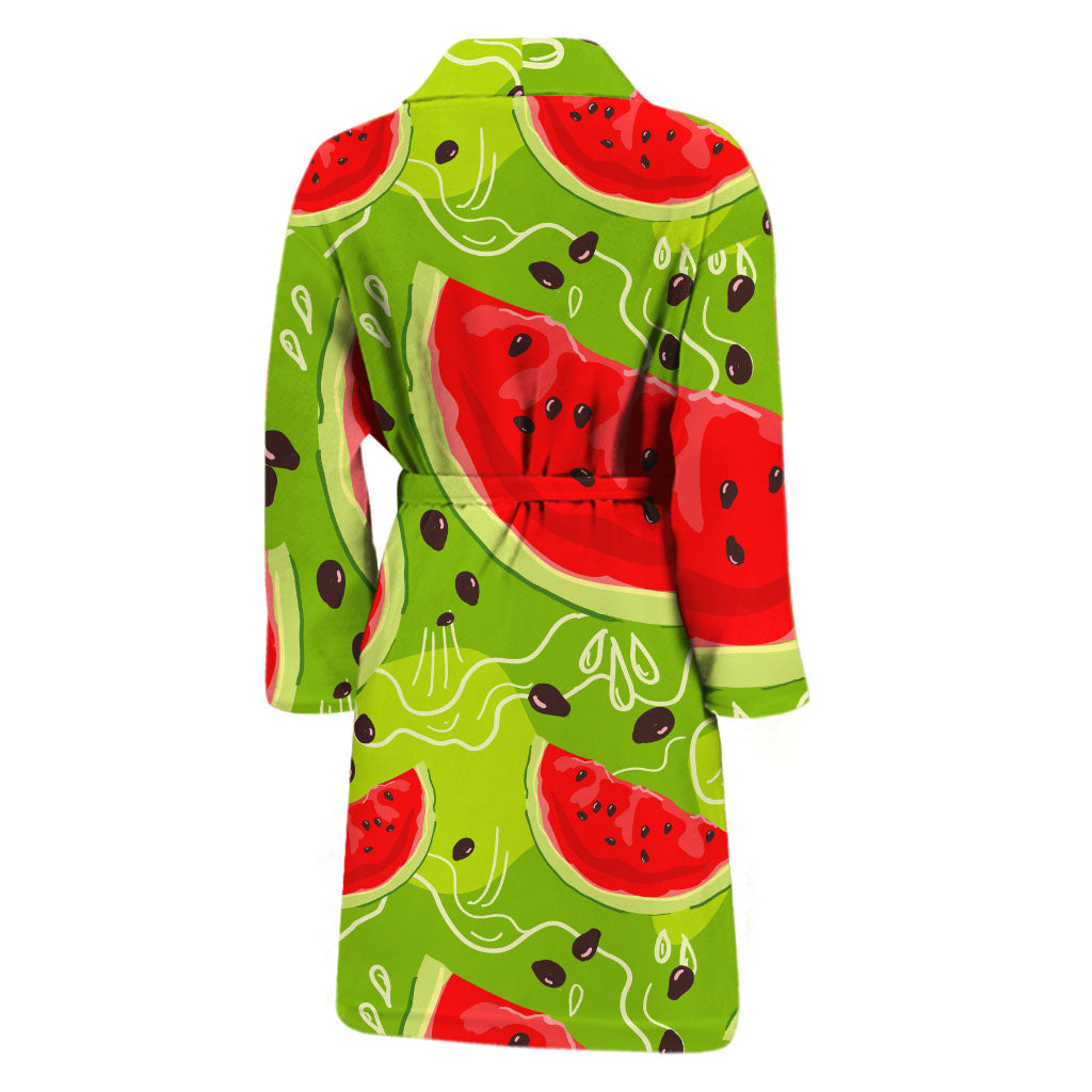 Yummy Watermelon Pieces Pattern Print Men's Bathrobe