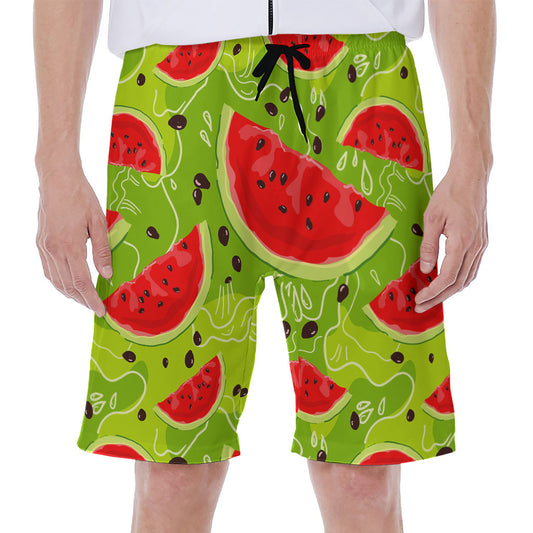 Yummy Watermelon Pieces Pattern Print Men's Beach Shorts
